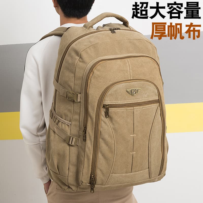 Super grande capacidade 70 litros de espessura mochila de lona masculina Retro moda saco de viagem viagem montanhismo sa