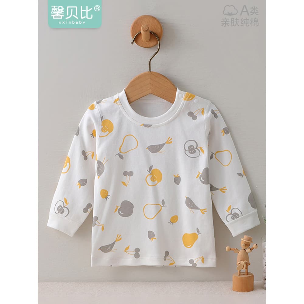 Xin Babe bebê primavera outono puro algodão topo de manga comprida roupas de outono pijamas de bebê roupa interior térmi