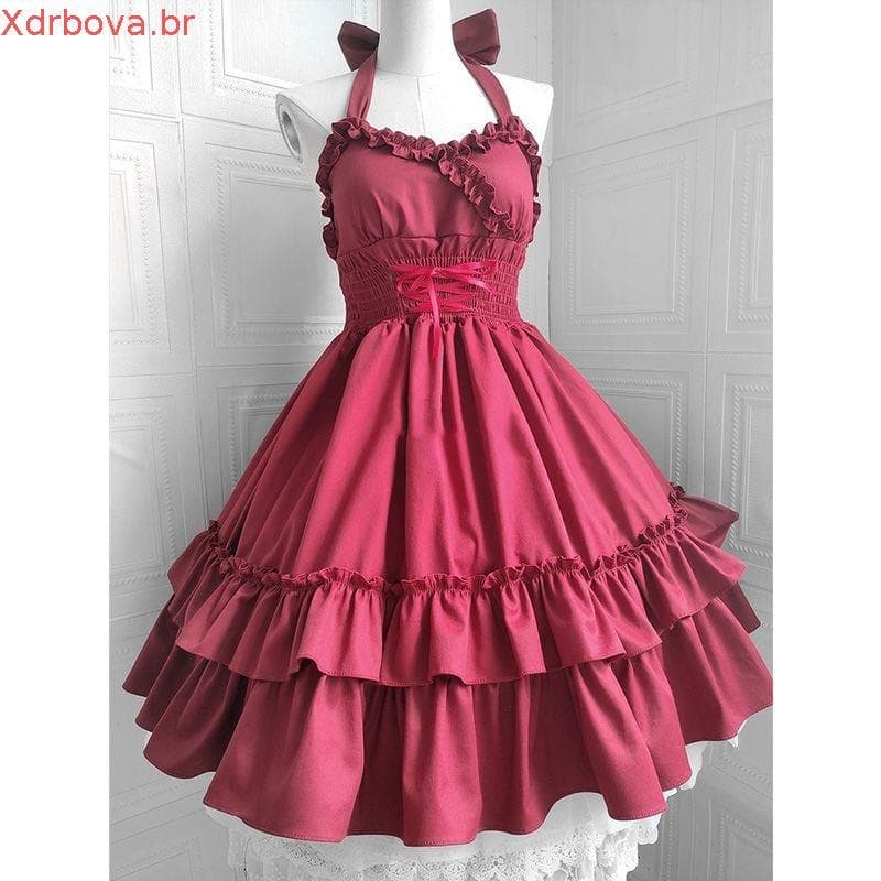 [Estilo Completo] Vestido clássico elegante tipo estilingue Lolita Vestido Lolita Retro Soft Sister Vestido JSK Sling Dr