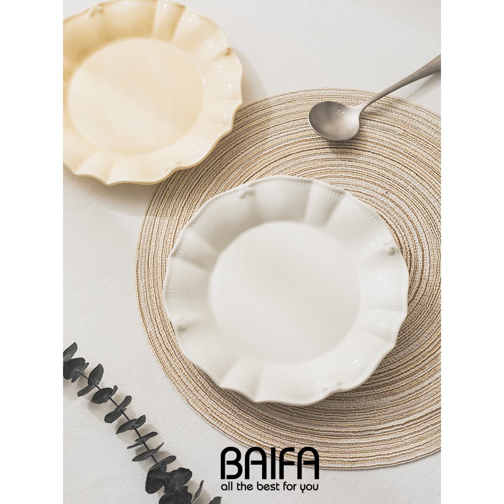 Prato doméstico Prato de jantar com sensação de alta qualidade Prato de café da manhã Bolo de comida ocidental de