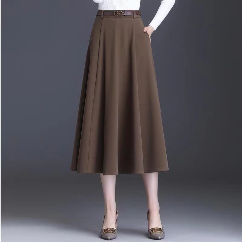 Saia feminina de tamanho grande primavera outono novo estilo 100kg gordura mm mais magro olhar capa barriga cintura alta