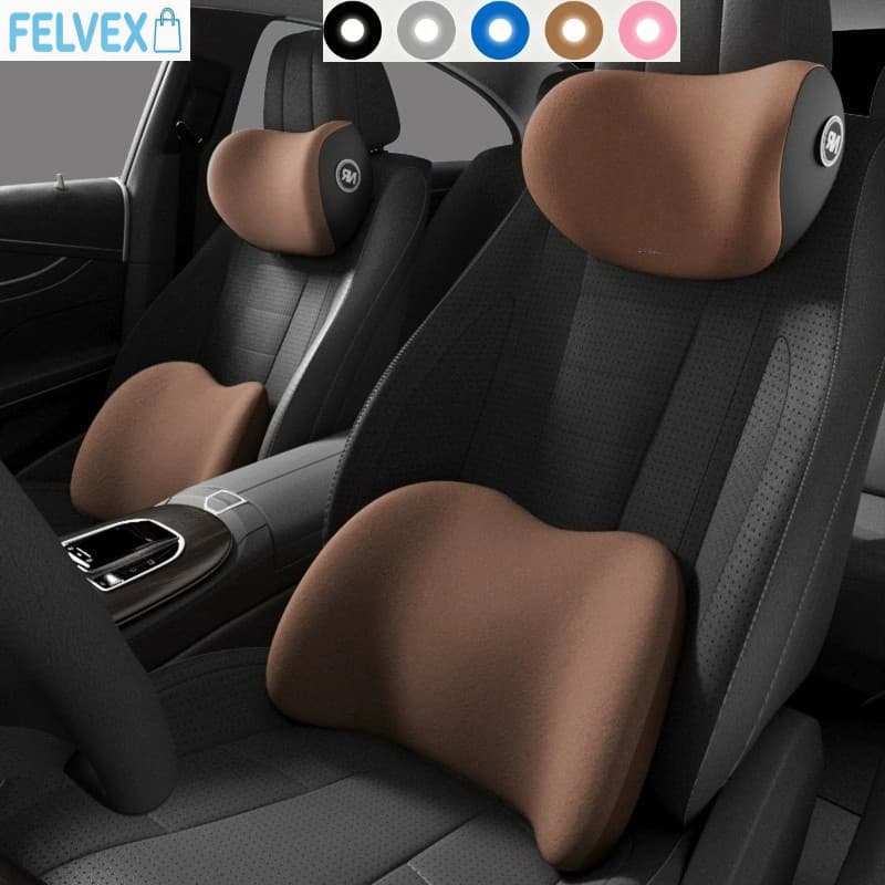 [FEL] Kit Apoio de Cabeça e Lombar para Carro, Espuma Viscoelástica, Várias Cores