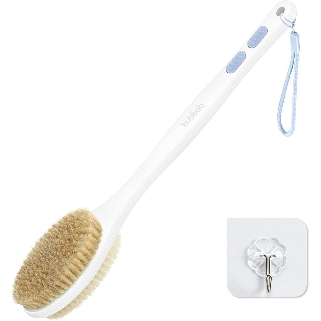 Escova Esfoliante para Banho com Cabo Longo, Escova de Banho para o Corpo com Cerdas de Dupla Face (Rígidas e Macias), E