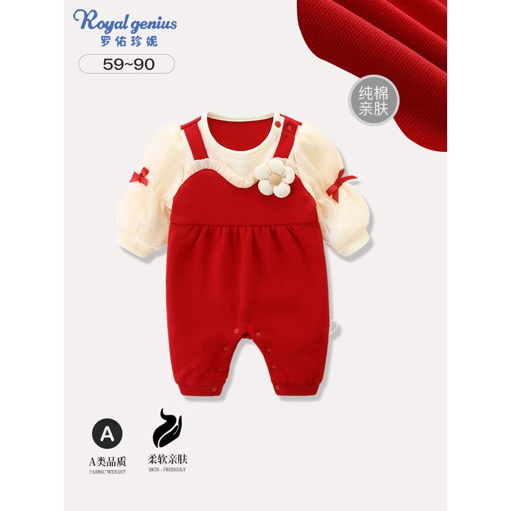 Roupas de bebê outono inverno macacão de bebê mês cheio cem dias banquete macacão primeiro aniversário roupas vinho verm