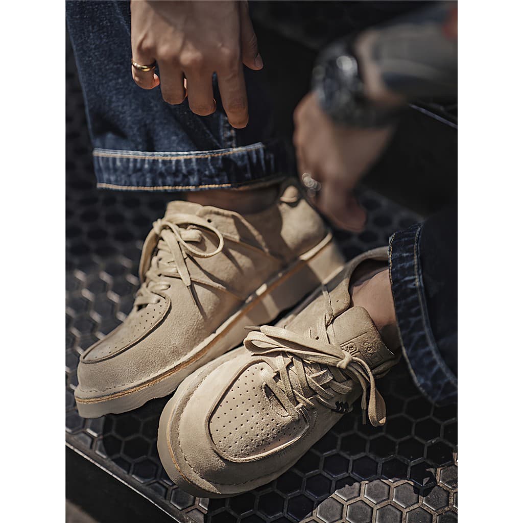 Moderno Retro macacão masculino outono novo estilo Casual All-Match sapatos de sola grossa couro genuíno respirável camu