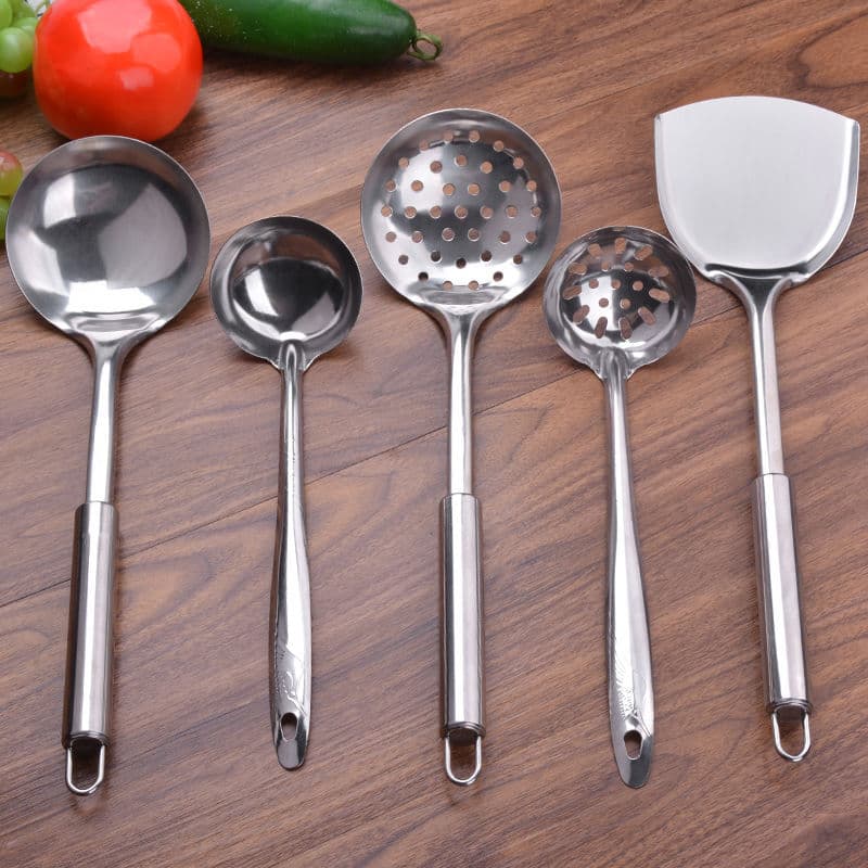 Conjunto completo de cozinha Espátula de aço inoxidável Colher de mingau Espátula de cozinha doméstica Colher Colher de