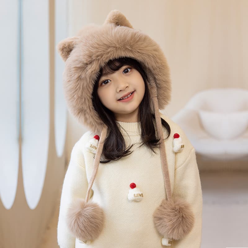 Chapéu Infantil De Inverno À Prova De Vento , Além De Veludo Quente , Proteção Para Os Ouvidos , De Lã Tricotado