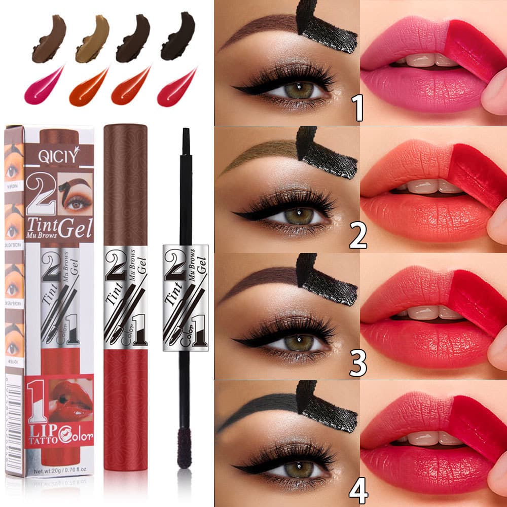 Gel De Sobrancelha Removível De Ponta Dupla , Creme Tingido , Brilho Labial Tridimensional Selvagem