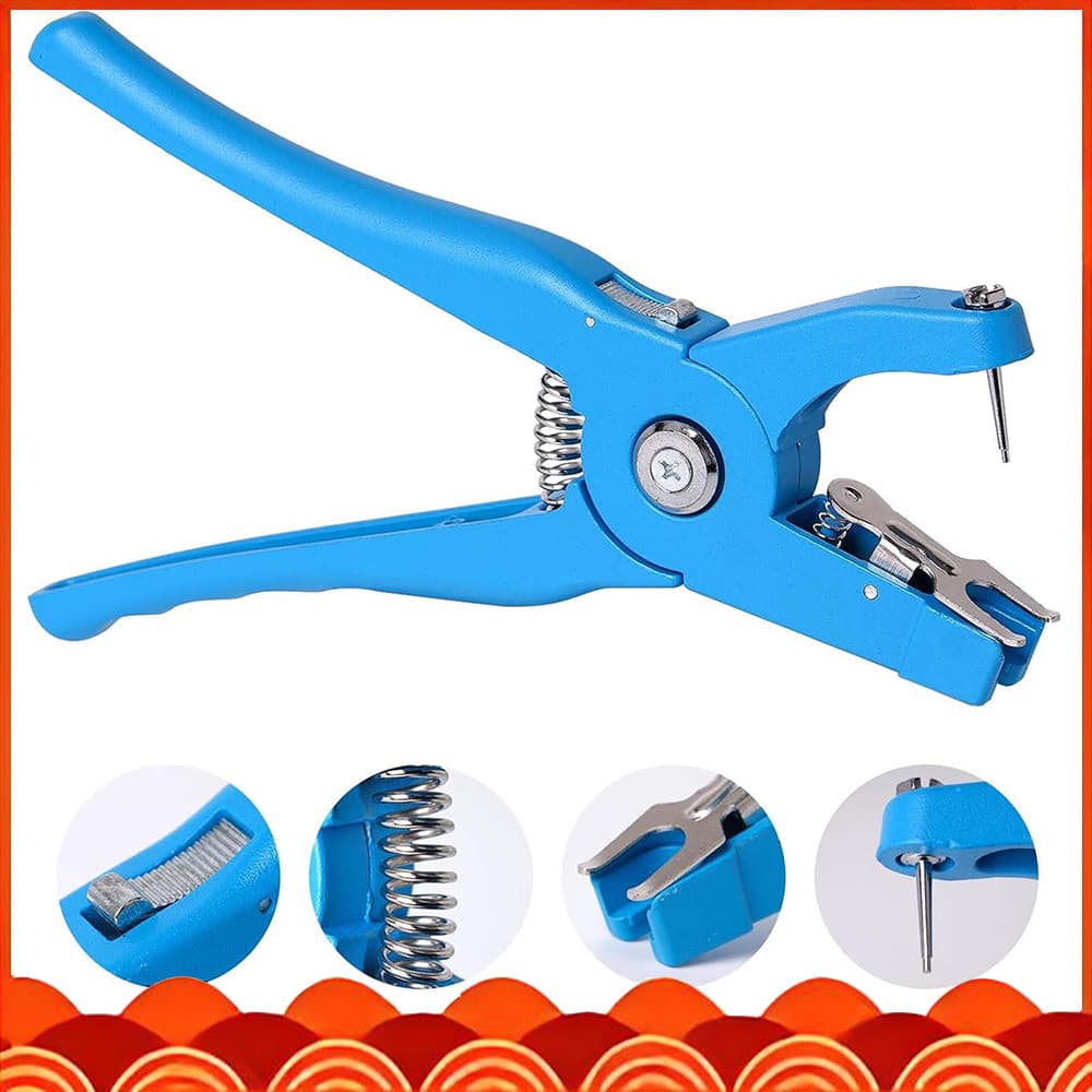 Alicate universal azul de 24 cm para colocação de brincos em gado, suínos, caprinos, ovinos e cordeiros