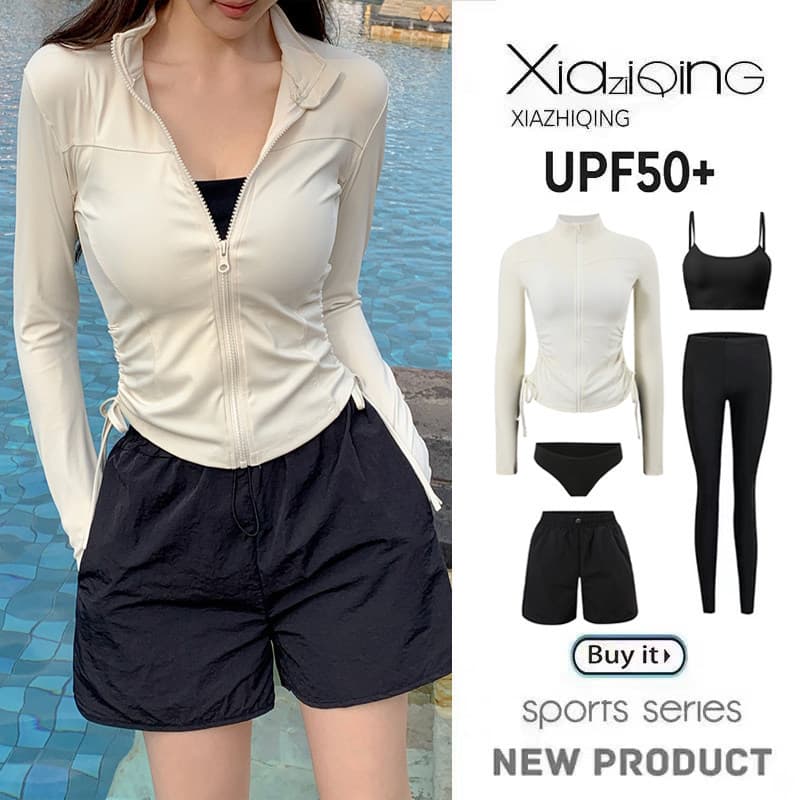 Cauda onda surf maiô feminino dividir calças de manga comprida conservador mais magro olhar mergulho mãe roupas de secag