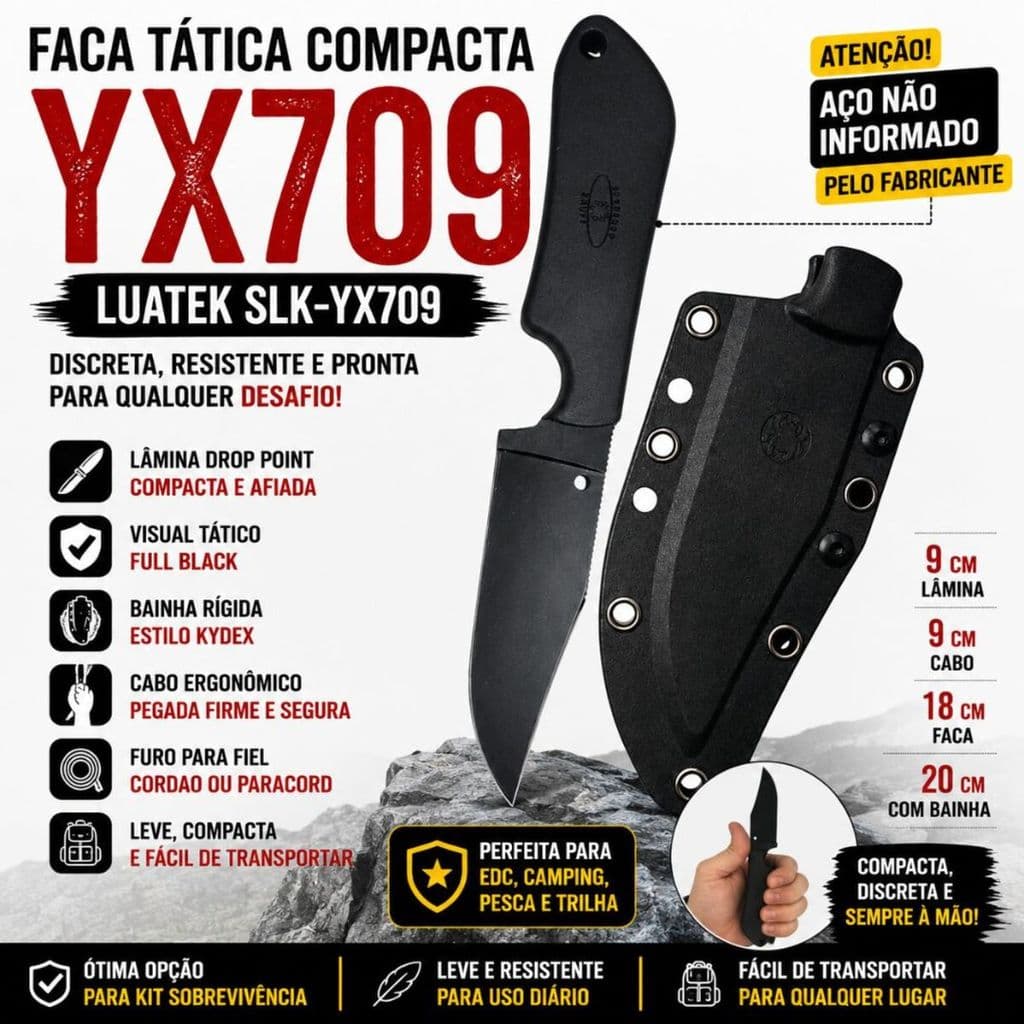 Faca Tática Compacta Luatek YX709 Bainha Rígida EDC