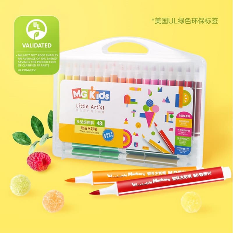 Chenguang caneta aquarela de ponta macia de qualidade alimentar, haste triangular, pincel de pintura, arte infantil, can
