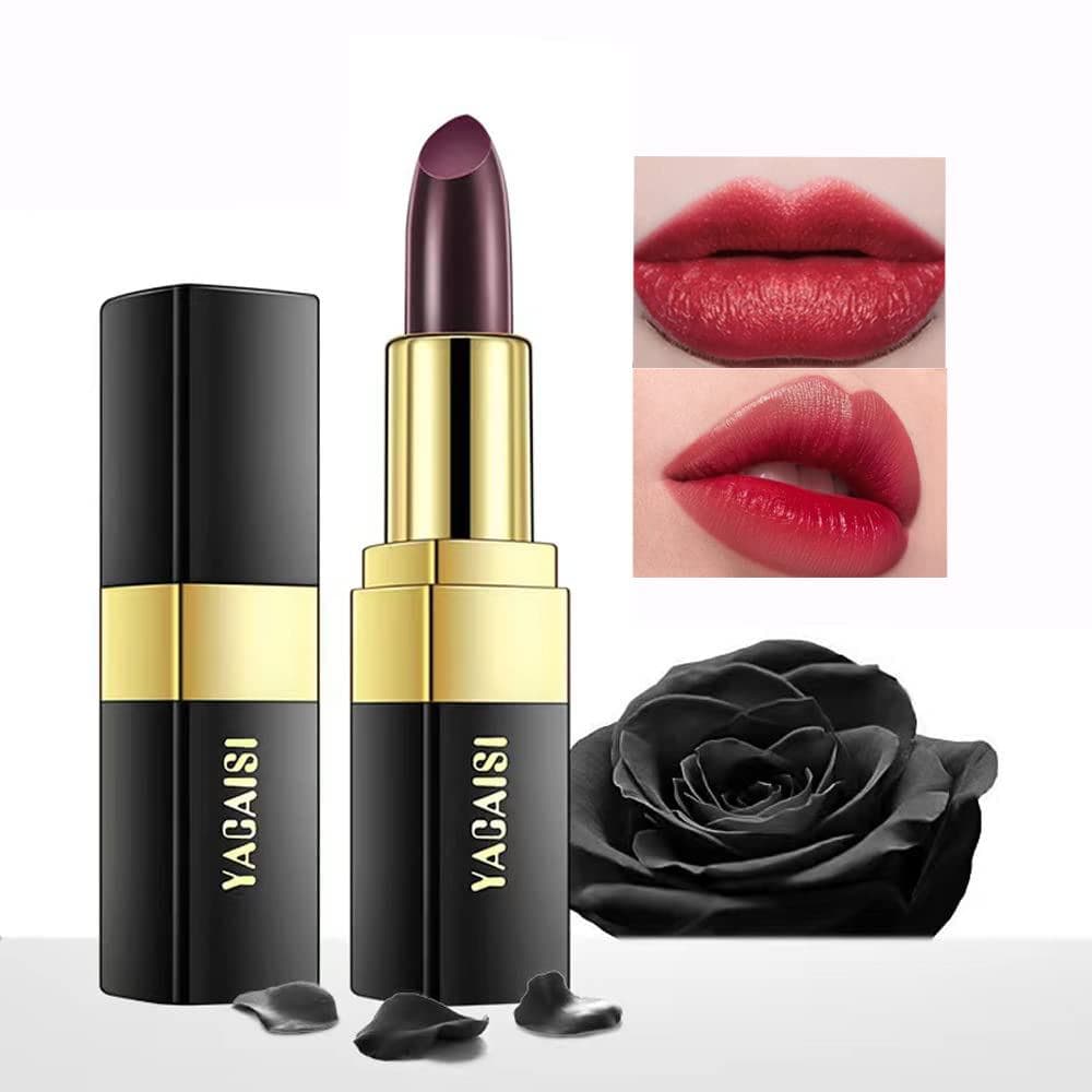 Batom que Muda de Cor, Bálsamo Labial Mágico que Muda de Cor (Preto para Vermelho Tijolo), Batom Mágico Hidratante Natur
