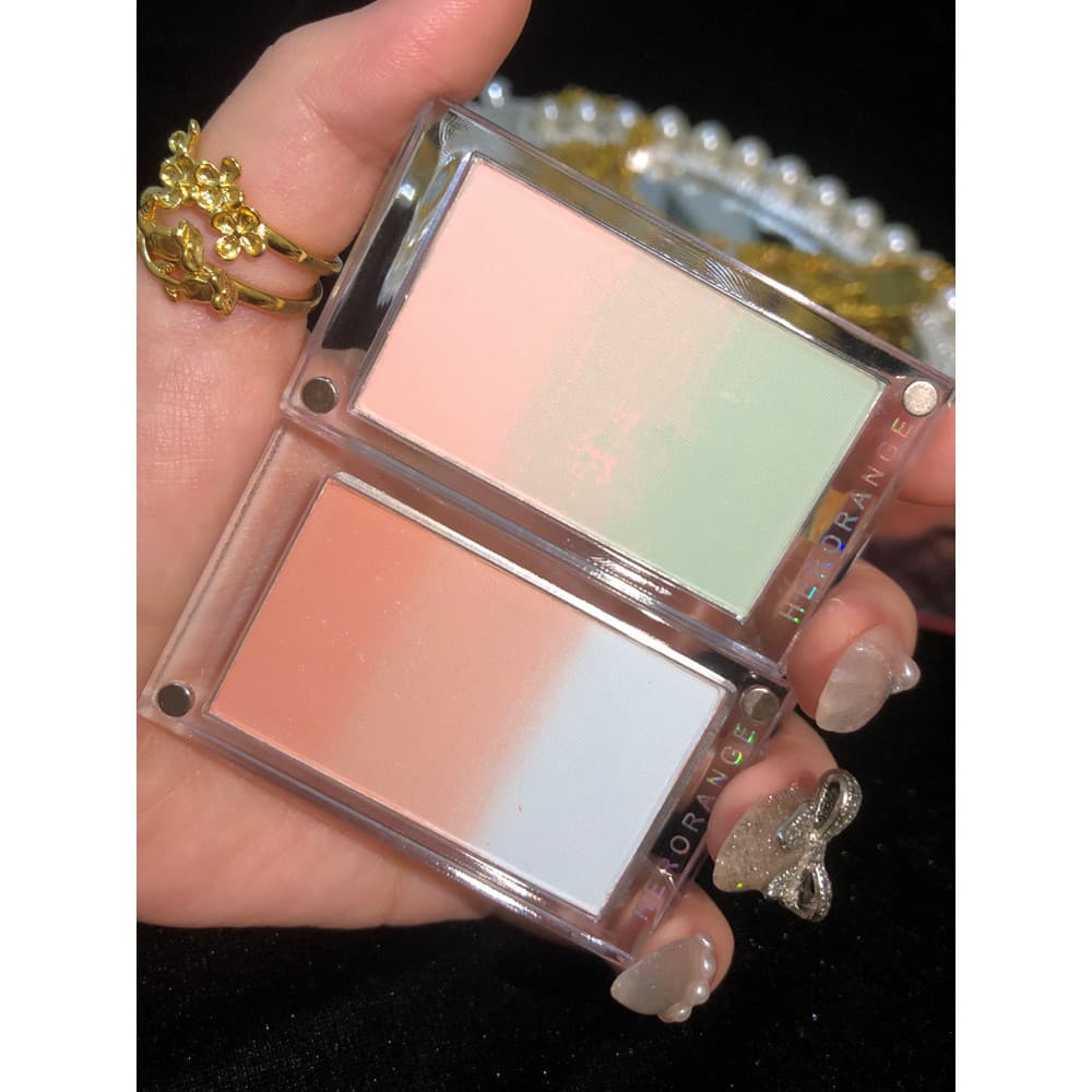 Gradiente Blush Blush Azul Dois em Um Cor Expandida Verde Blush Pó Médio Brilho Alto Brilho Branco Fosco Azul Damasco