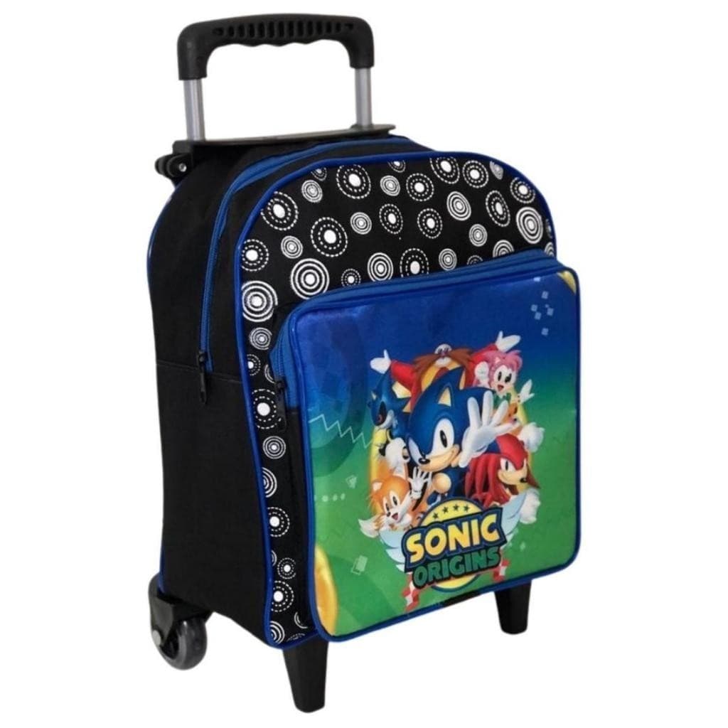 Mochila Rodinhas Pequena Ouriço Azul Reforçada Dois Bolsos Para Meninos de Ate 05 Anos