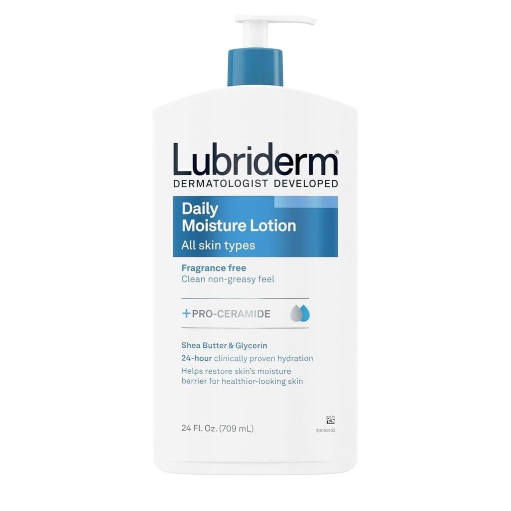 Loção Hidratante Diária Sem Fragrância Lubriderm + Pro-Ceramida, Manteiga de Karité e Glicerina, Loção para Rosto, Mãos