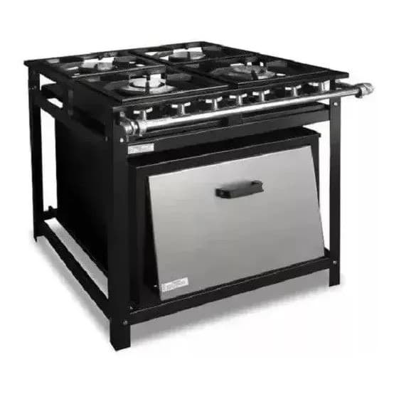 Fogão Industrial 4 Bocas A Gás Cristal Aço Preto GLP 30x30 (NÃO INCLUSO FORNO - COMPRE SEPARADO)