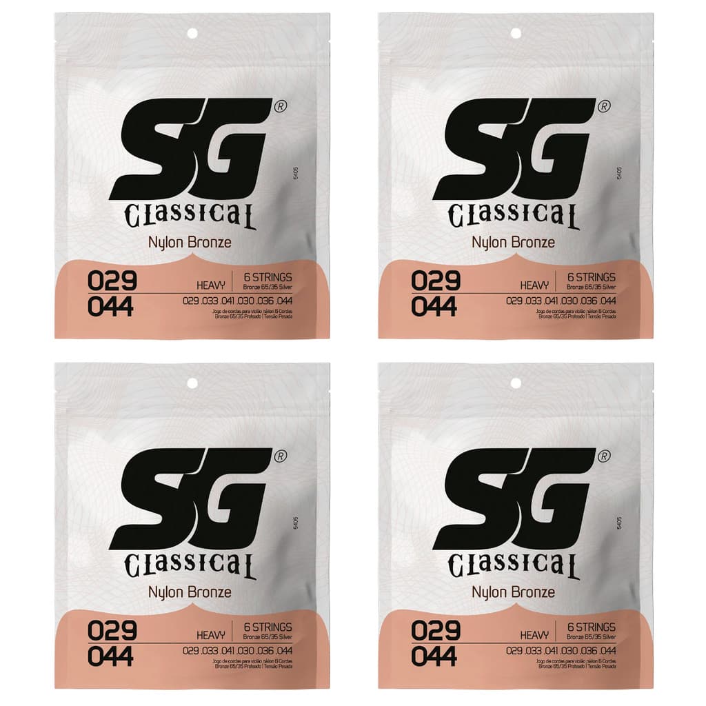 Kit 4 Encordoamento P/Violão Nylon Bronze 0.029 SG