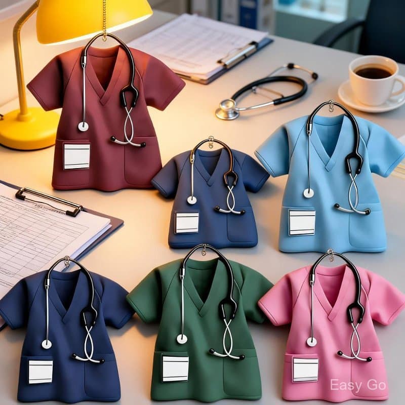1pc Enfermeira Médico Esfrega Acrílico Chaveiro Uniforme Estetoscópio Presente