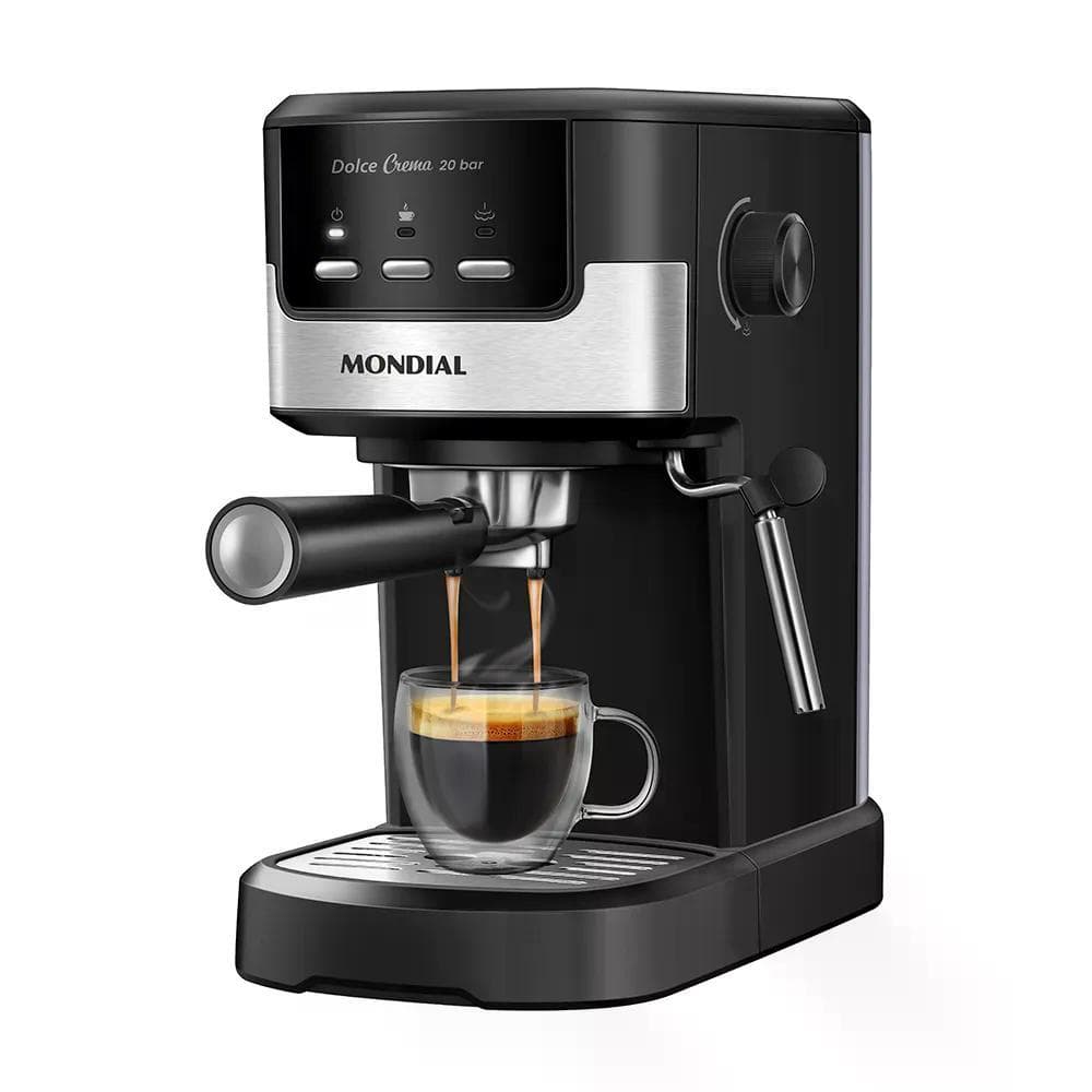 Cafeteira Espresso Mondial Dolce Crema 1200W 127V 1,2L Preto/Inox 20 Bar de Pressão