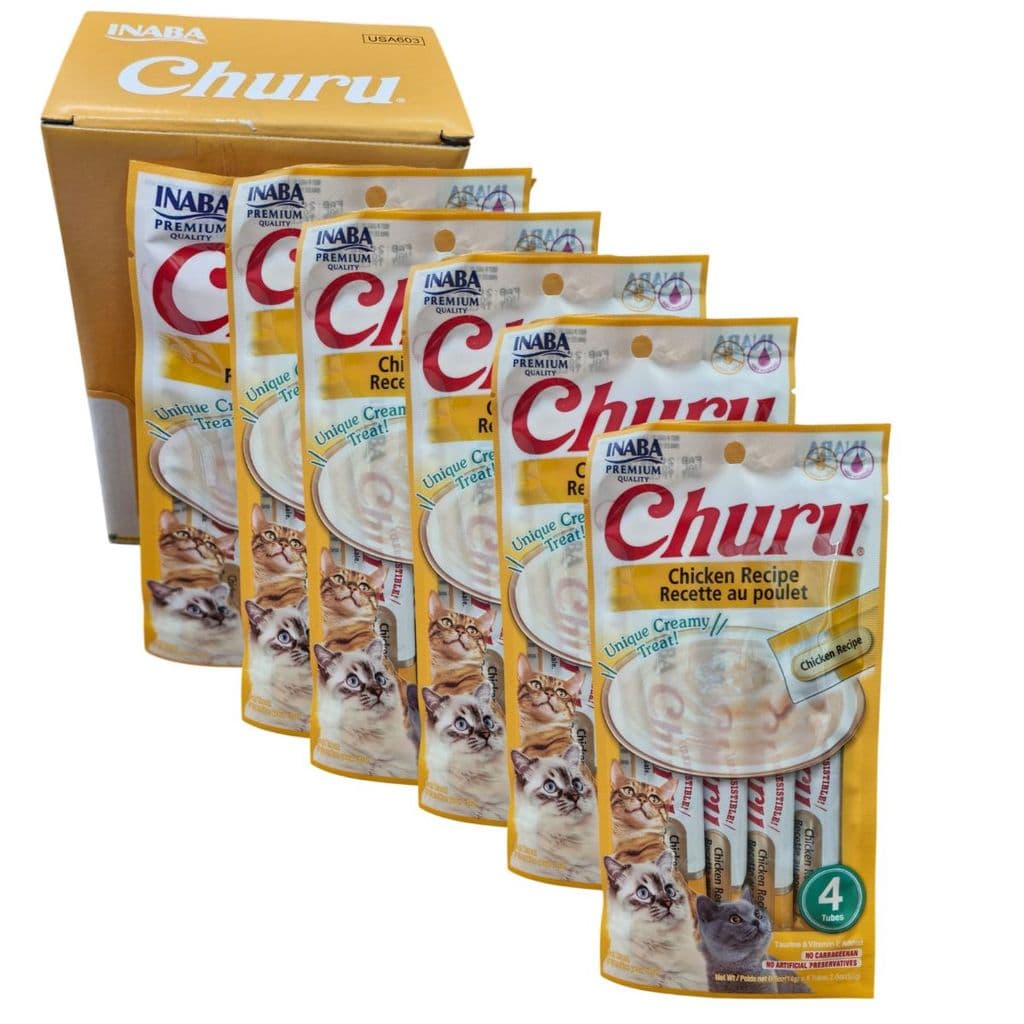KIT 6 SACHÊS CHURU PETISCO GATO SABOR FRANGO 56G CADA
