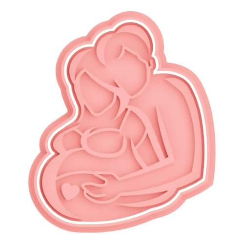 Kit Cortador De Biscoito Fondant Casal Grávido 6 Cm Branco