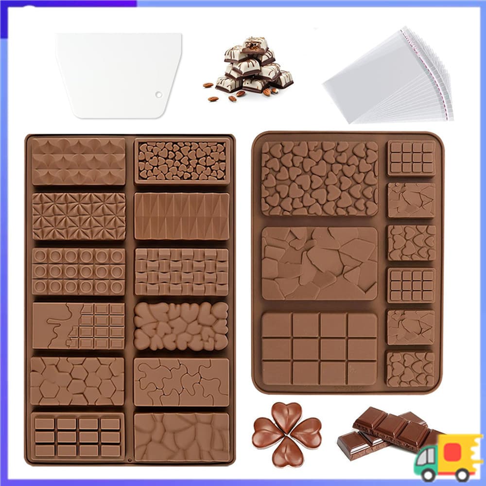 Kit de molde de barra de Chocolate DIY, cozimento antiaderente de Silicone de qualidade alimentar, molde de doces e mant