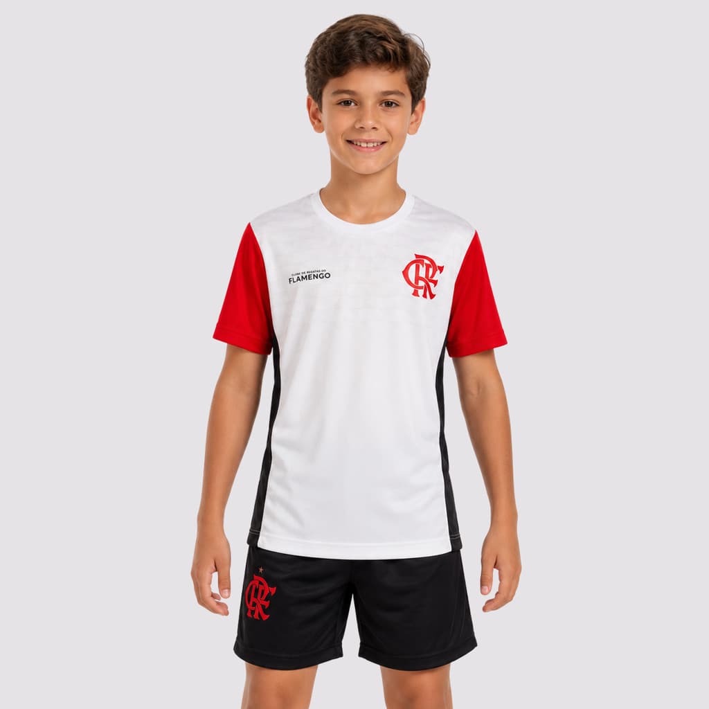 Camisa Flamengo Riso Infantil Branca