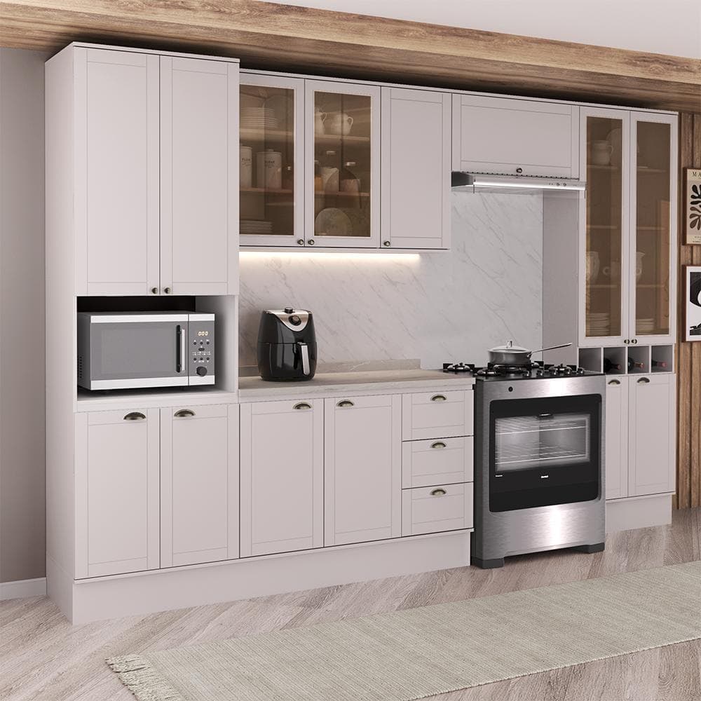 Armário de Cozinha Completa com Balcão Milla Concept Carraro Branco