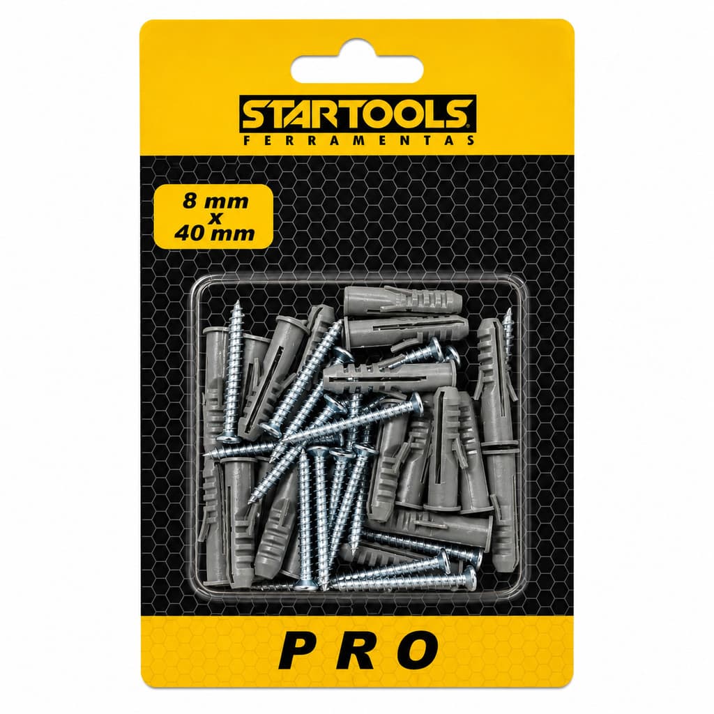 Jogo De Parafusos Com Bucha 8Mm X 40 Mm 20 Kits