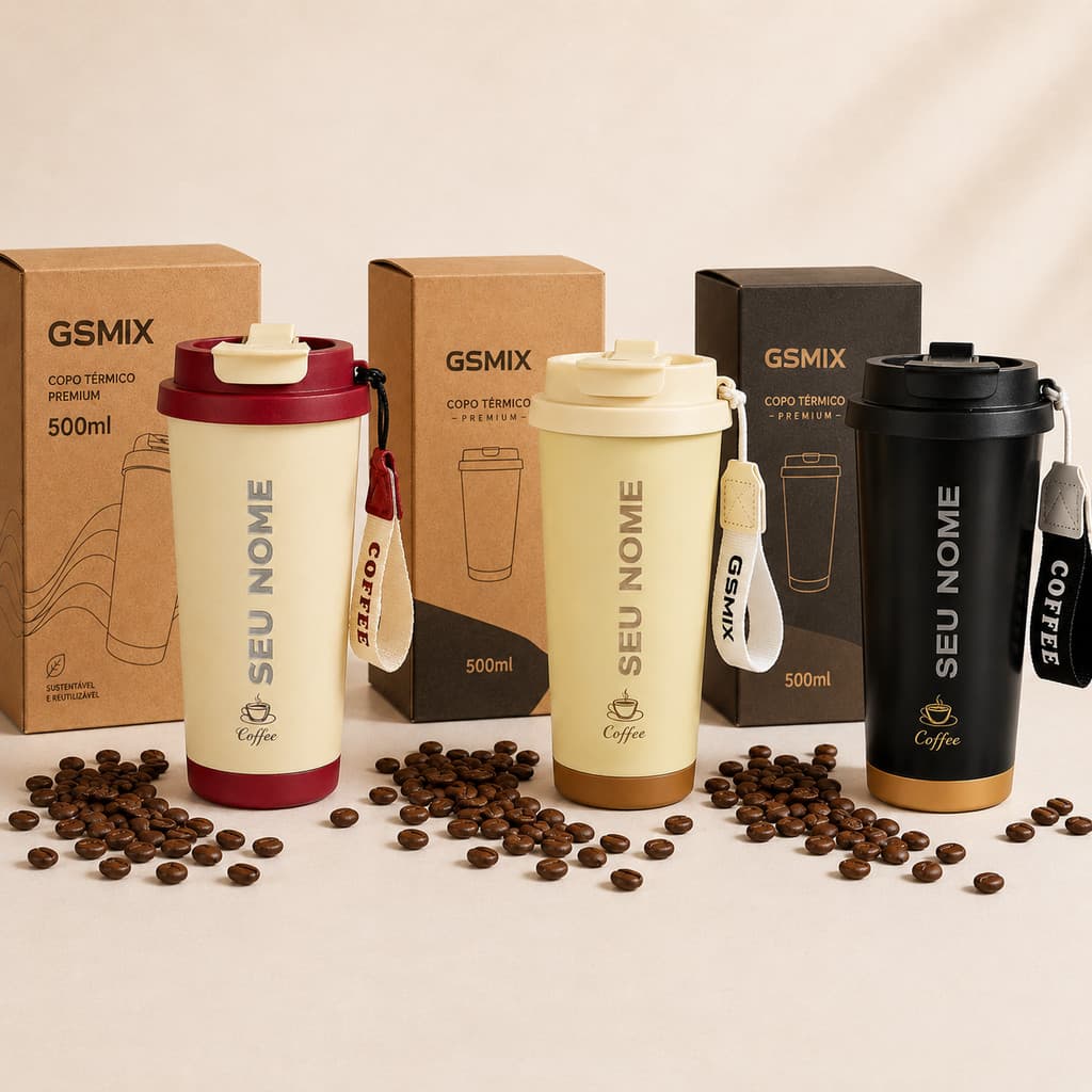 Copo Térmico Personalizado Inox 500ml C/ Tampa Para Café Chá
