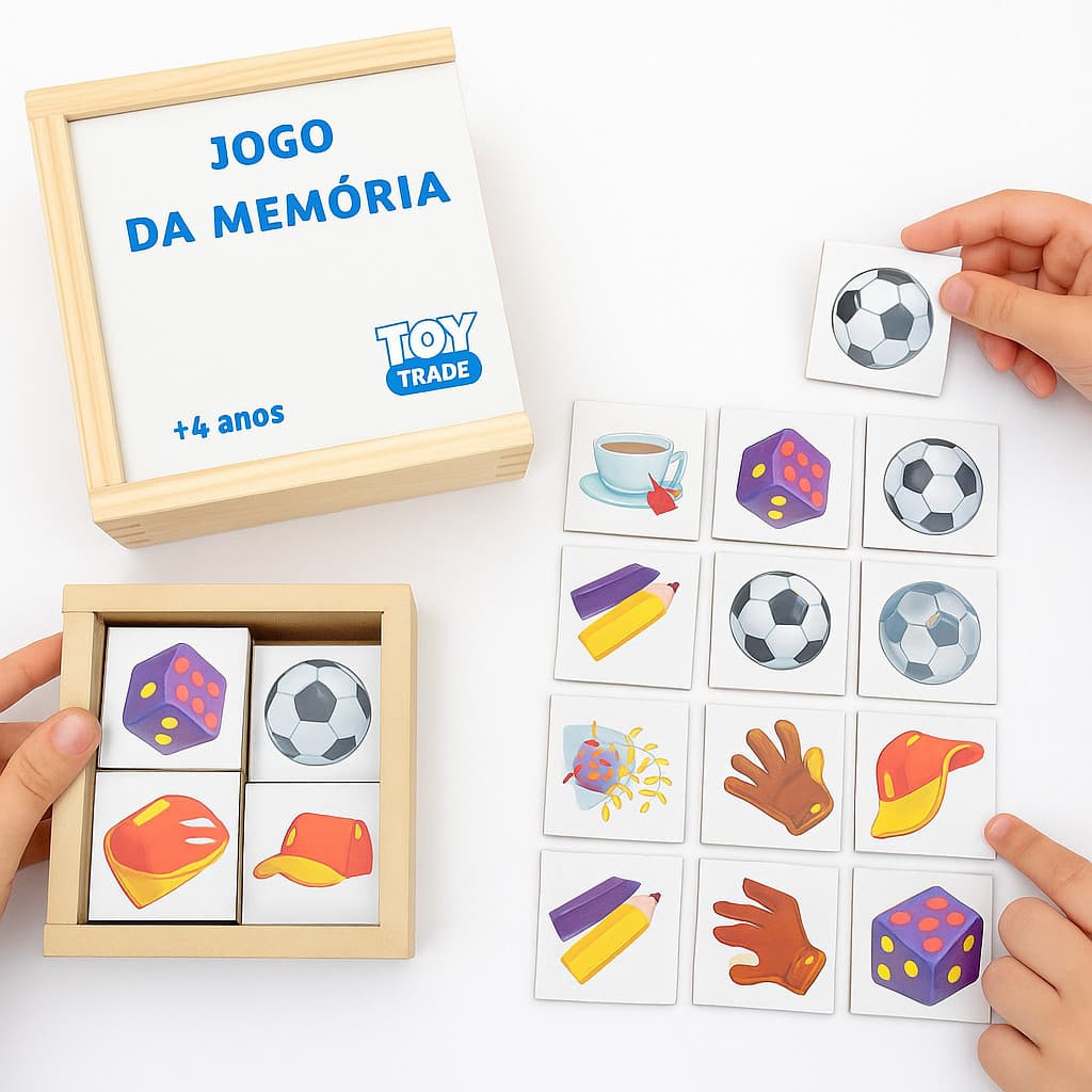 Jogo da Memória Objetos com 40 peças Brinquedo Educativo Pedagógico Figuras Alfabetização c/ Objetos