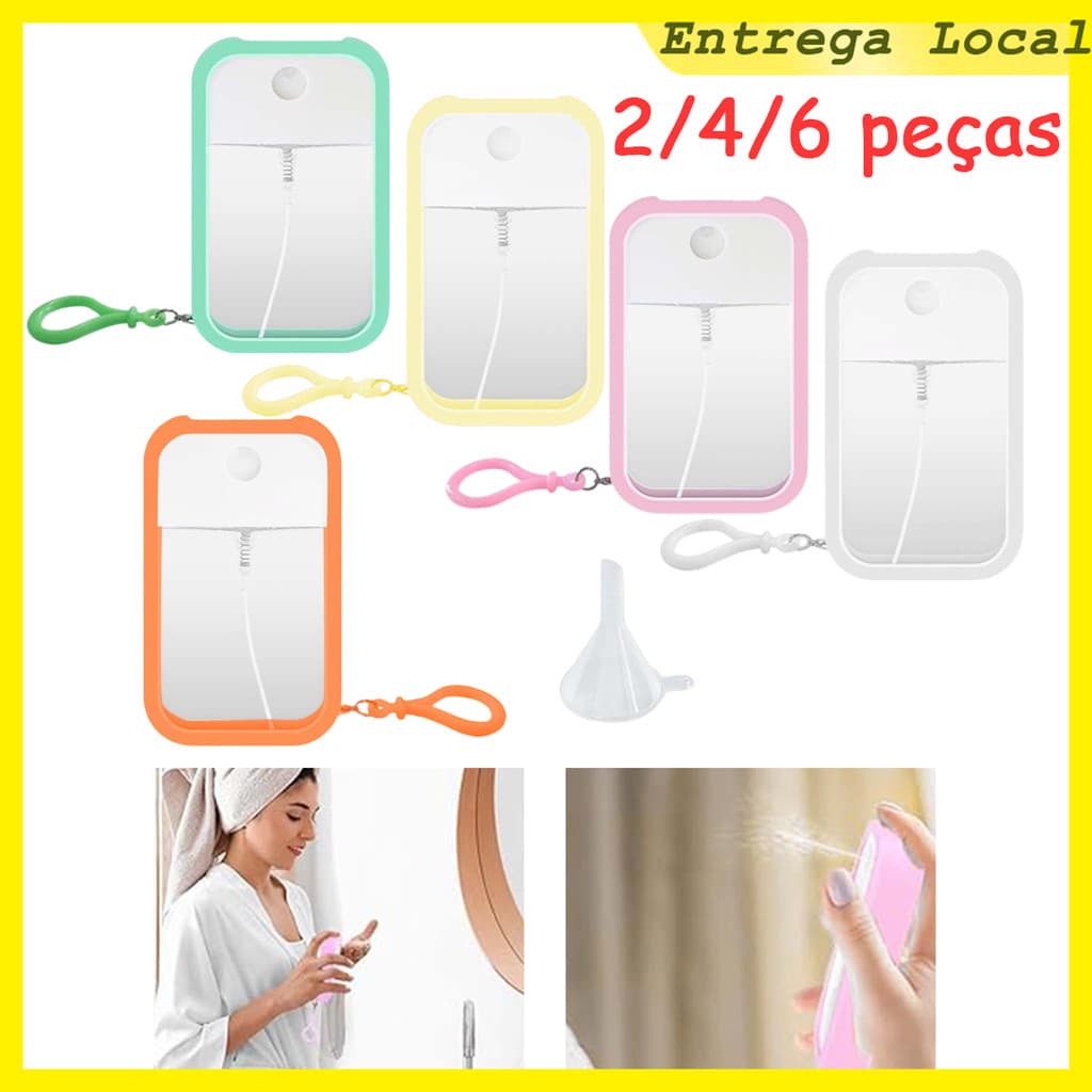 2/4/6 Pçs frascos de spray de perfume portátil de 50 ml, frasco de spray de água com gancho