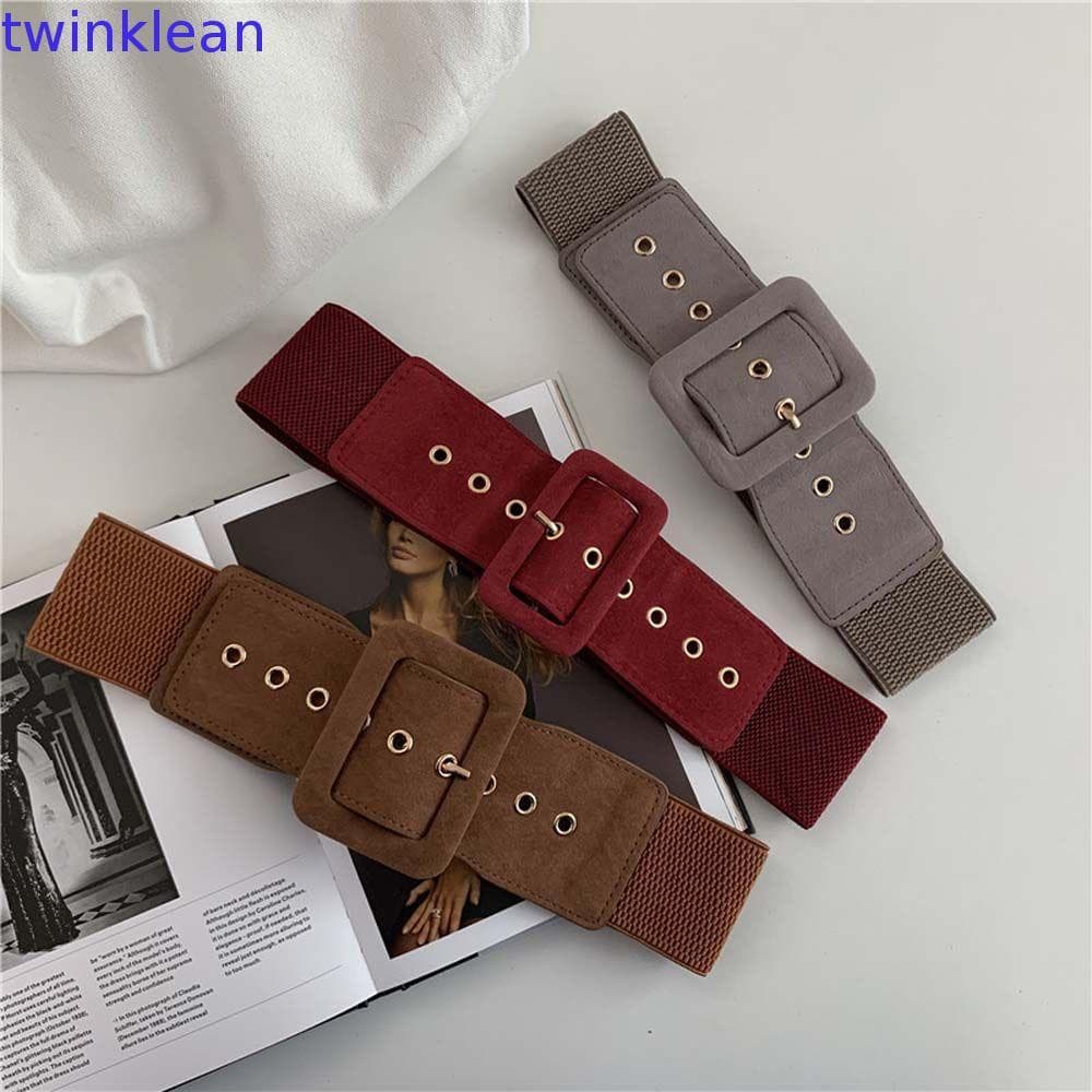 TWINKLEAN Cinto Feminino Ajustável Cintura Larga Vestido Decoração Geométrica Cor Sólida Casaco Cummerbunds