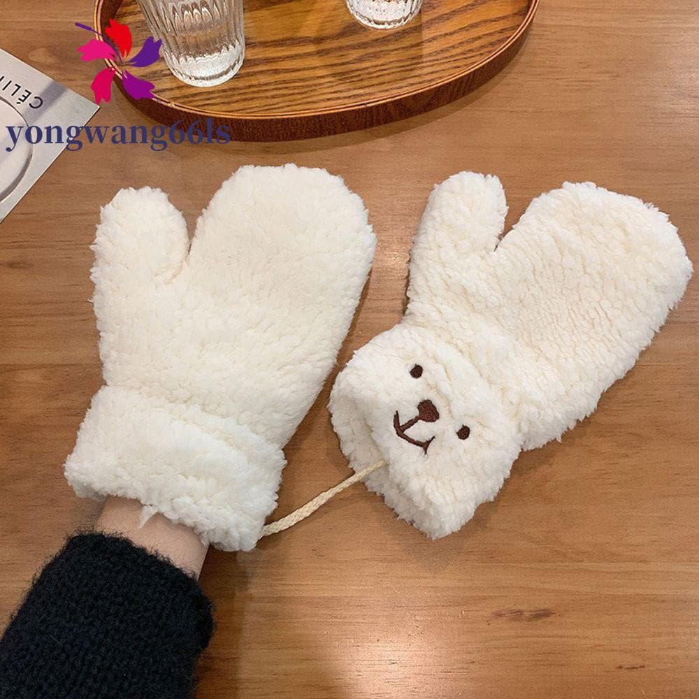 YONGWANG Luvas Femininas De Inverno Para Meninas Elegantes De Pelúcia Grossas Ao Ar Livre À Prova De Vento Suspensas