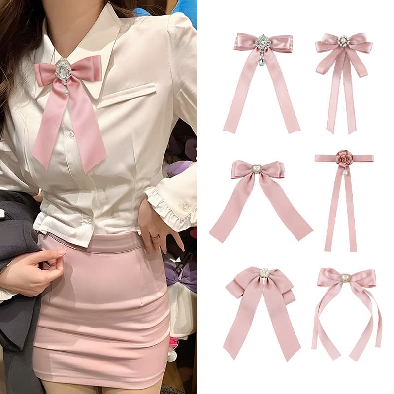 Original gravata borboleta blusa decote decoração moda novo estilo rosa temperamento colar flor acessórios strass doce a