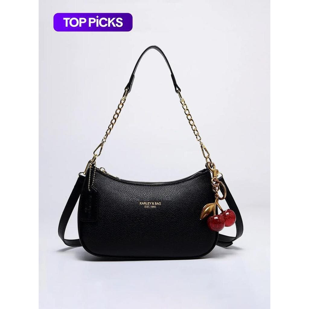Bolsa de Ombro Feminina em Couro PU de Cor Sólida, Bolsa de Escritório com Alça Ajustável, Bolsa Transversal, Bolsa de M