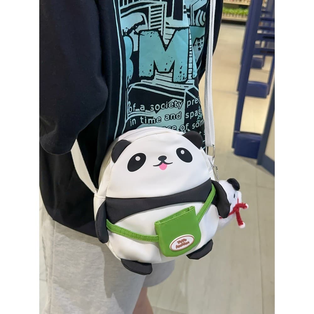 Bonito Panda saco feminino dos desenhos animados saco do mensageiro menina moda passeio pequena mochila luz All-Match bo