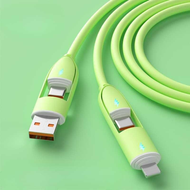 4 Em 1 USB Type C Para Cabo De Dados De Carregamento Rápido De 100 W Silicone Líquido