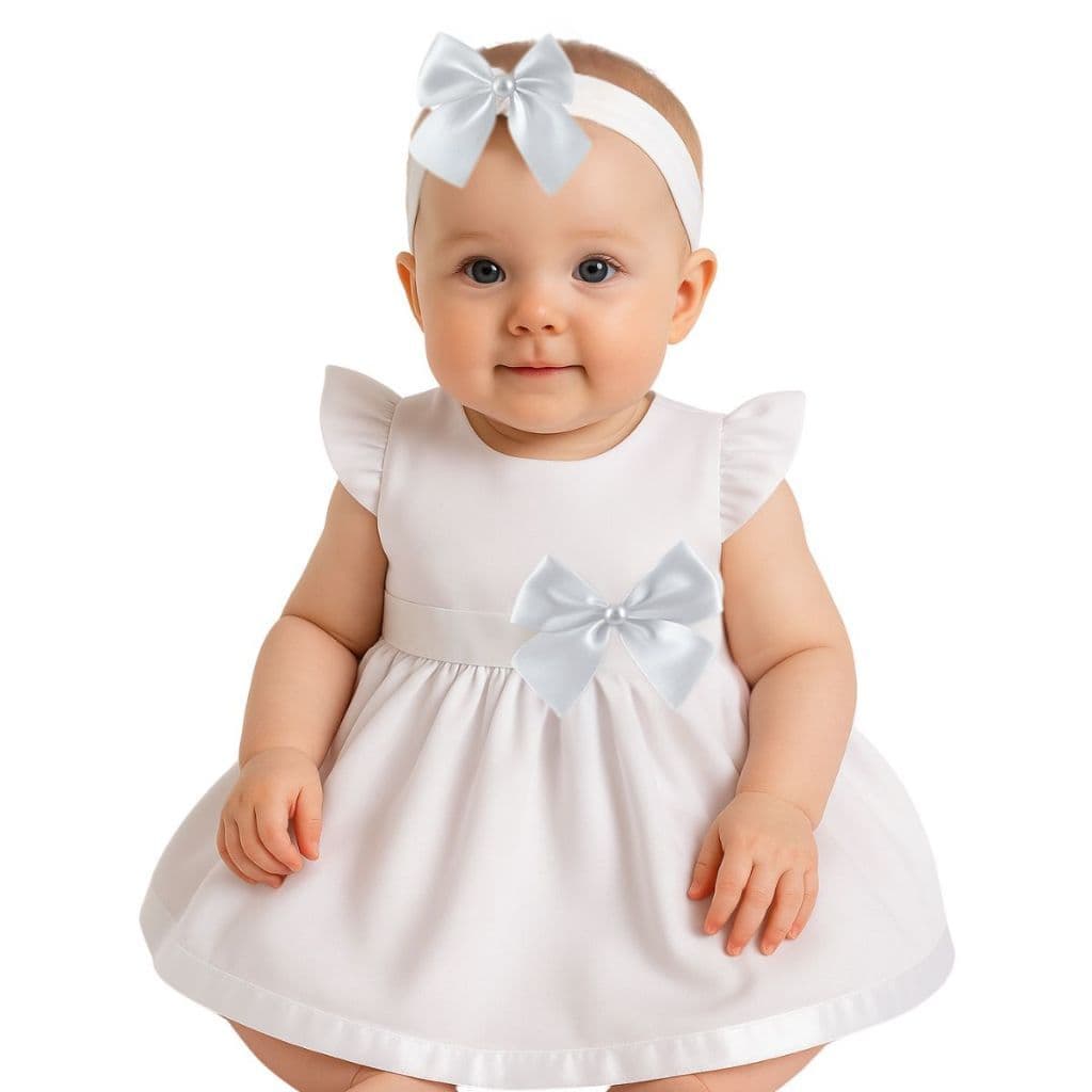 Vestido Infantil Bebê Menina Princesa Branco P ao 3 Anos- Vestido Infantil Para Festas E Batizados