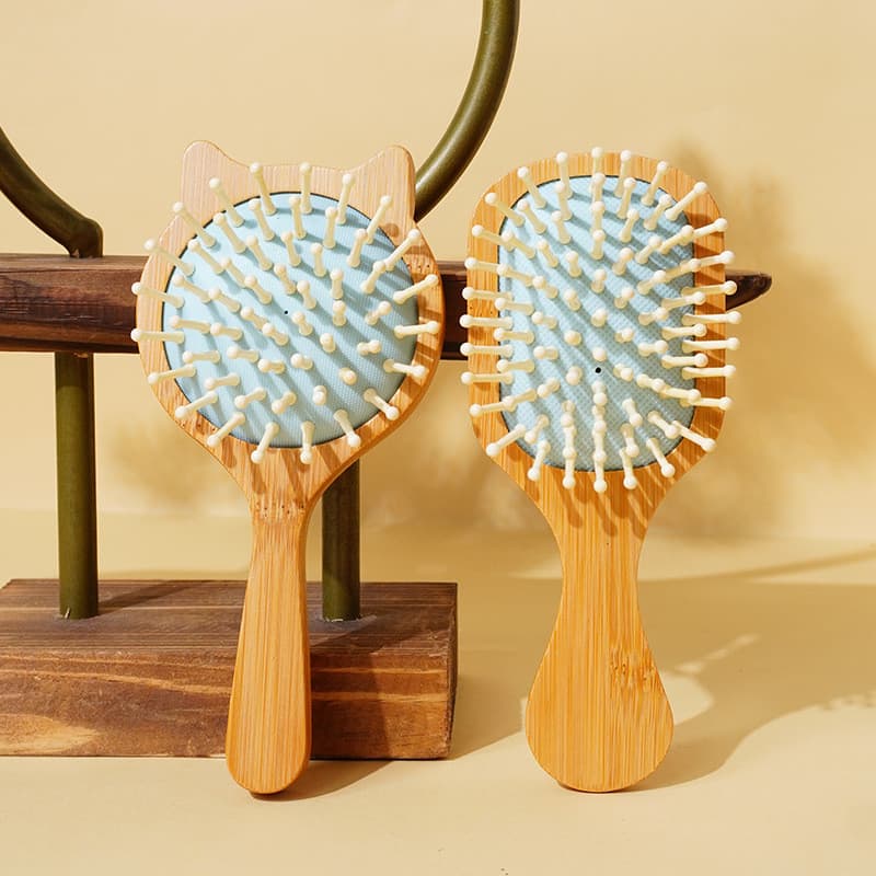 Mini pequeno pente de bambu senhoras cabelo longo almofada de ar pente portátil doméstico Anti-estático massagem Airbag