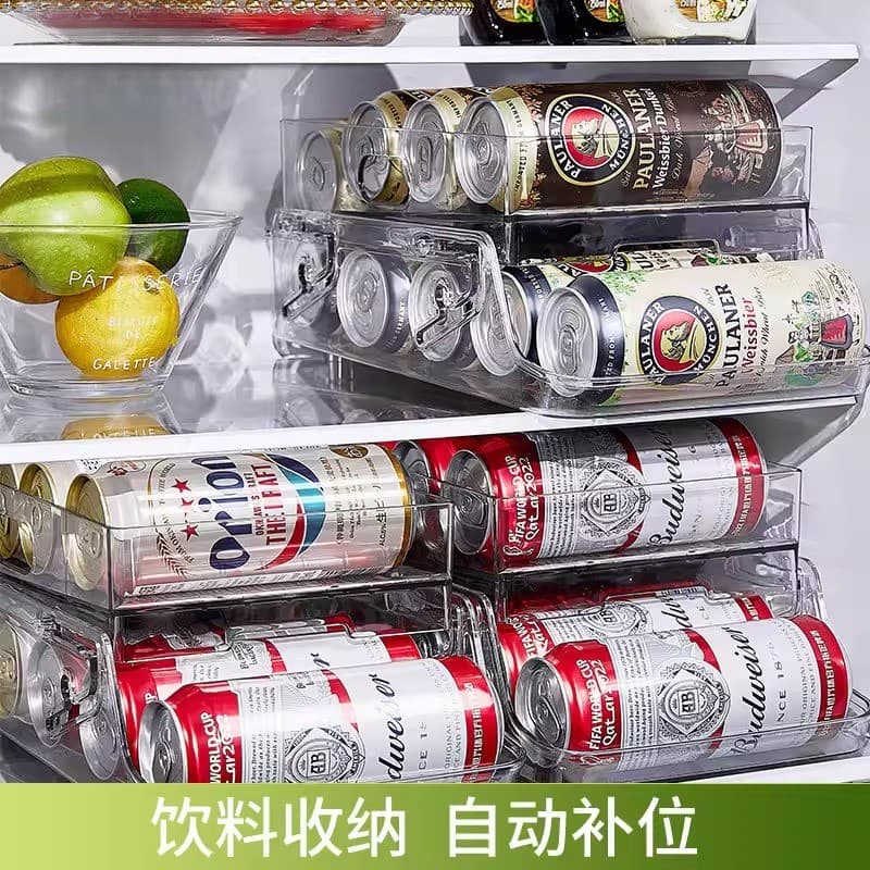 Caixa de armazenamento de bebidas para geladeira, cerveja, Cola, arranjo de reabastecimento automático, ferramenta útil,