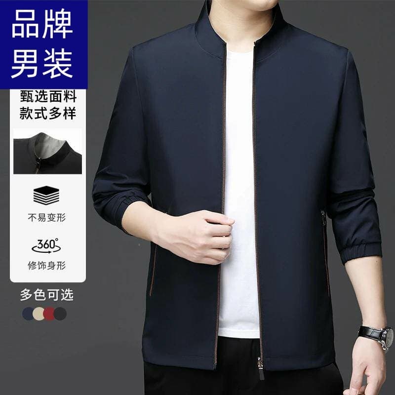 [Ambos os lados podem usar] marca primavera outono novo estilo jaqueta masculina de cor sólida Casual fina roupa de pai