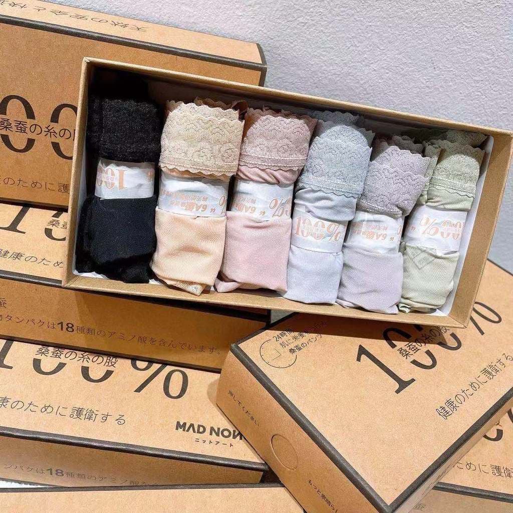 Calcinha japonesa MADNONO platinada feminina cintura média renda ultrafina seda gelo antibacteriana sem costura respiráv