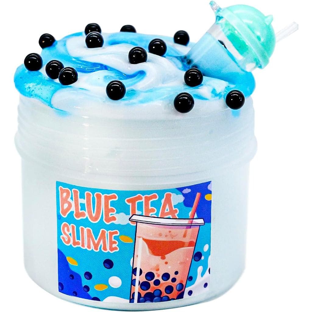 Slime BLUE BUBBLE TEA - Espesso e Brilhante, Transparente, com Aroma de Bubble Tea - Feito à Mão, Slime ASMR - 7oz (10.8
