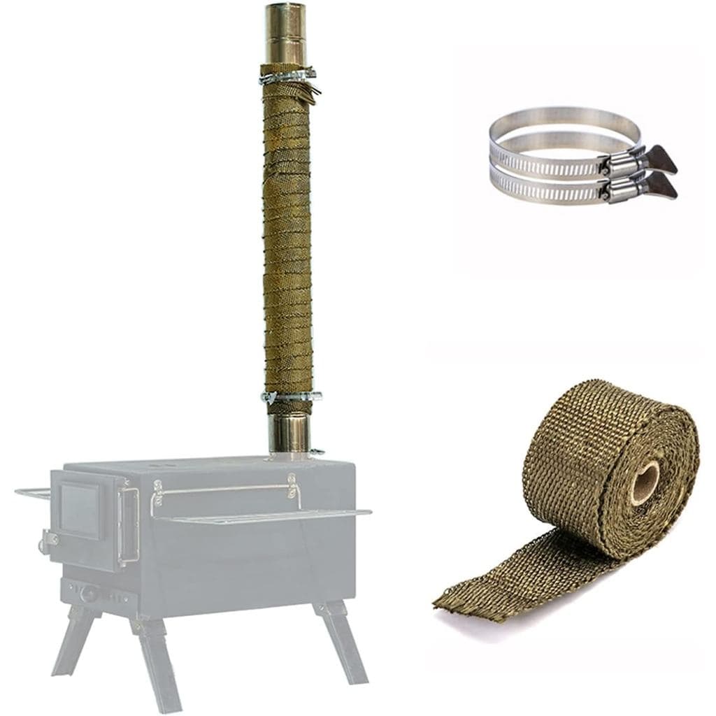 FireHiking Stove Pipe Wrap Heat-resistant Camping Tent Stove Pipe Protector with 2 Clamps 5 m / 16.4 ft