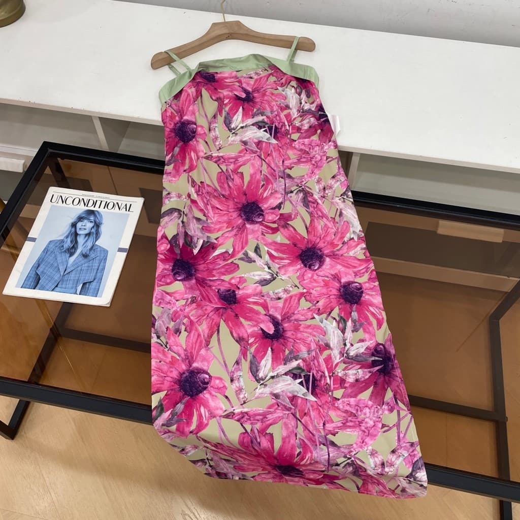 Vestido Sling 2026 Verão Estampado Reto Slim-fit Slimmer Look Nicho Design Vestido G#10