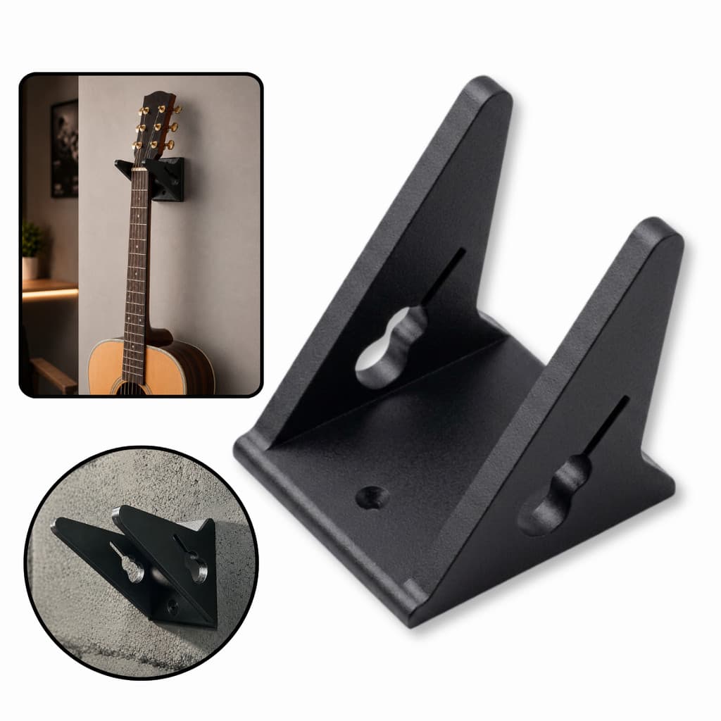 Suporte Violão HMX De Parede Preto Reforçado Para Guitarra Baixo Ukulele Cavaco