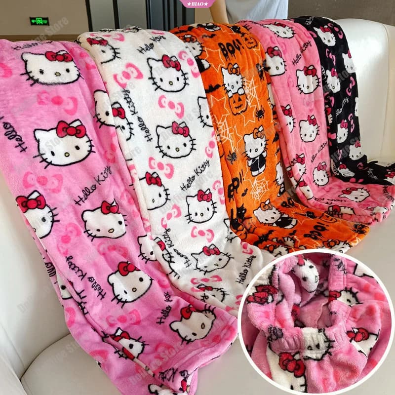 Calças de Pijama Femininas com Estampa de Desenho Animado da Hello Kitty