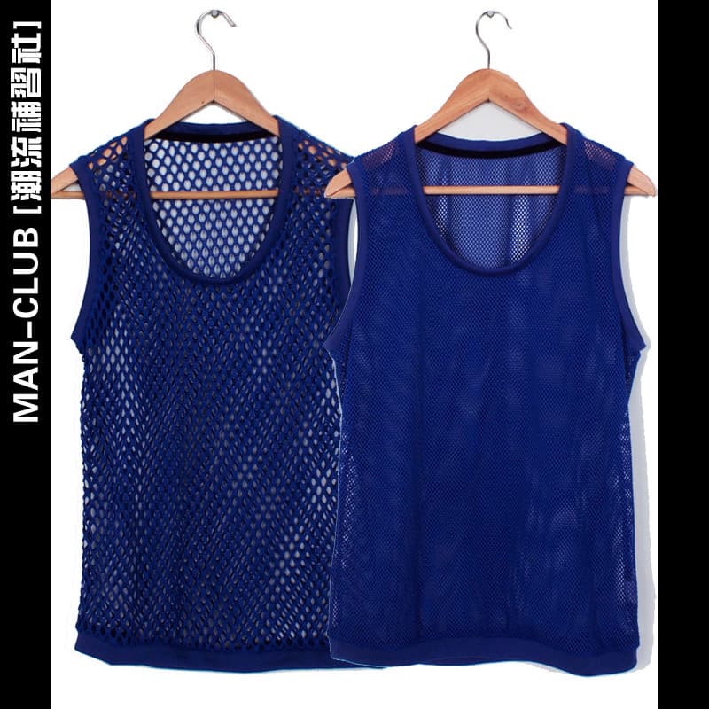 [Na moda Tutorial clube] primavera verão novo estilo masculino na moda fundo exterior em forma de malha transparente mal